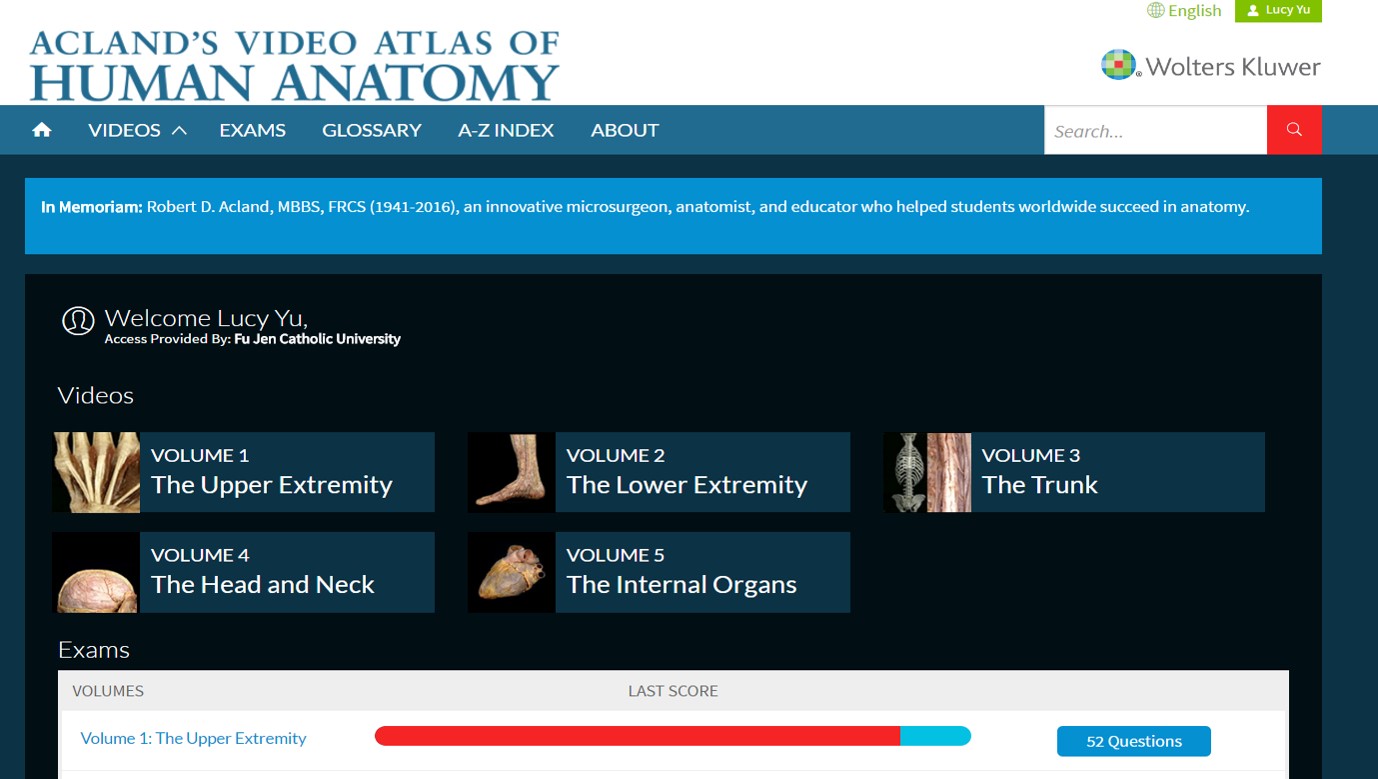 Acland's Video Atlas of Human Anatomy資料庫