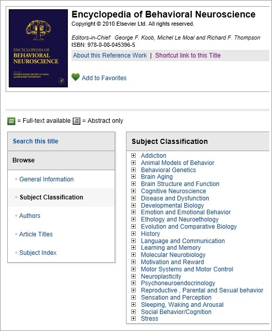 Encyclopedia of Behavioral Neuroscience [electronic resource] 